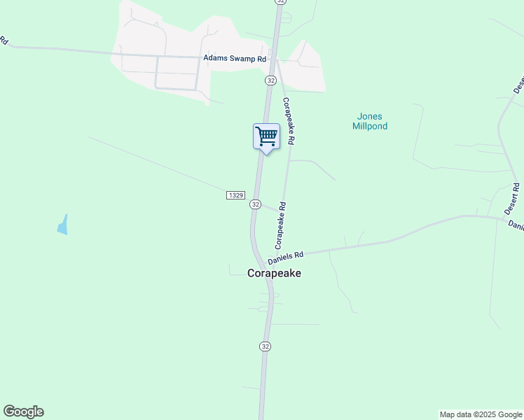 map of restaurants, bars, coffee shops, grocery stores, and more near 16 Knight Lane in Corapeake
