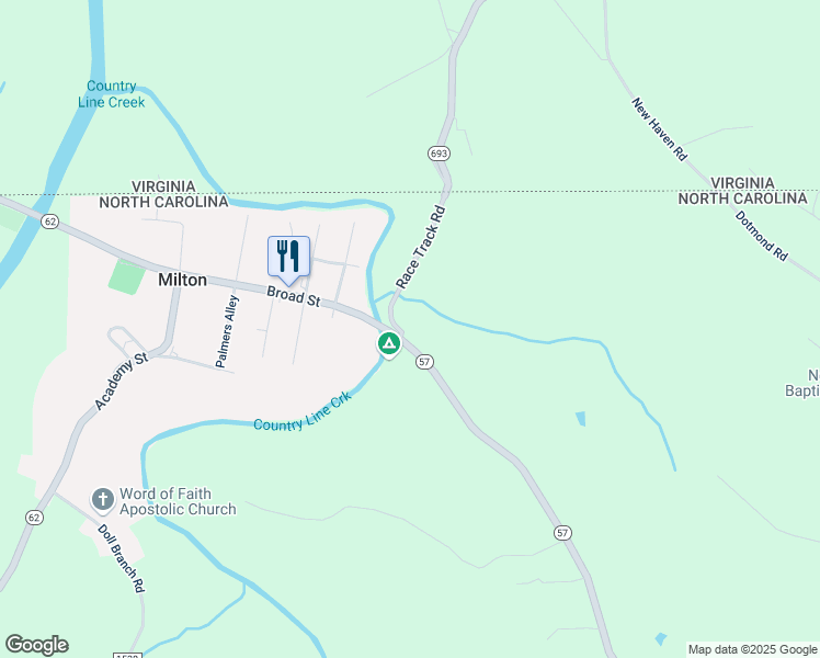 map of restaurants, bars, coffee shops, grocery stores, and more near 543 North Carolina 57 in Milton