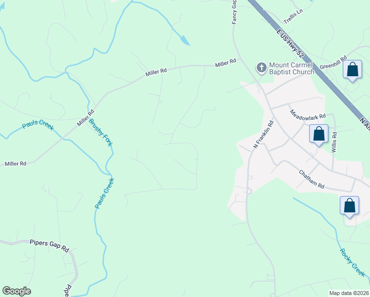 map of restaurants, bars, coffee shops, grocery stores, and more near 150 Pleasant Drive in Mount Airy