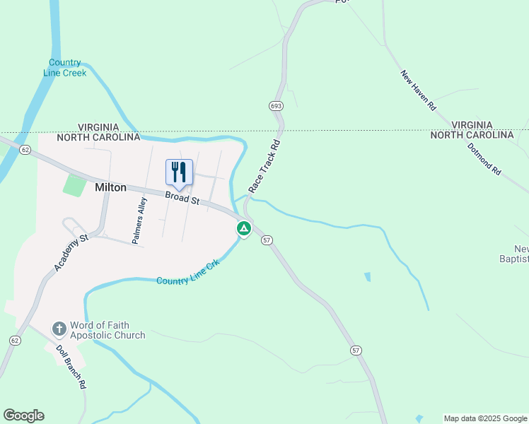 map of restaurants, bars, coffee shops, grocery stores, and more near 543 North Carolina 57 in Milton