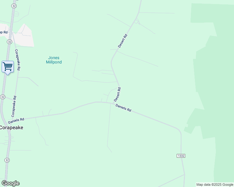 map of restaurants, bars, coffee shops, grocery stores, and more near 19 Desert Road in Corapeake
