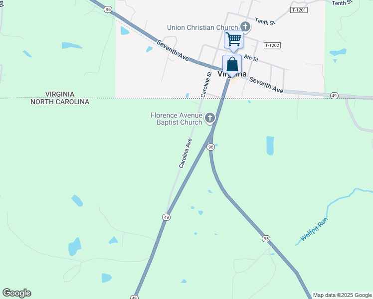 map of restaurants, bars, coffee shops, grocery stores, and more near Carolina Avenue in Granville County