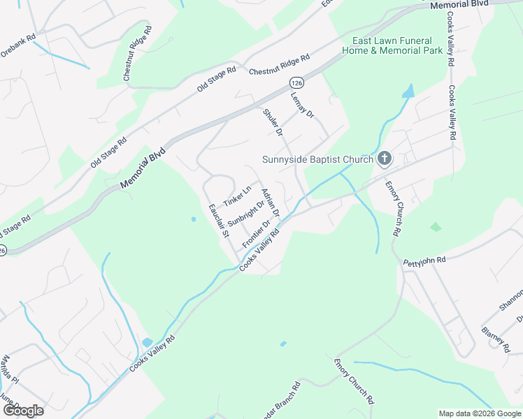 map of restaurants, bars, coffee shops, grocery stores, and more near 4825 Sunbright Drive in Kingsport