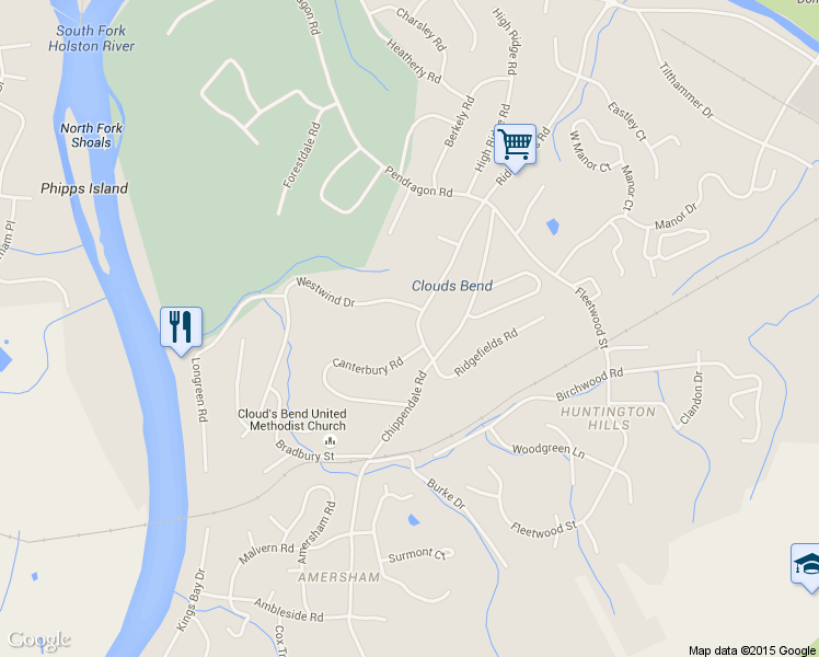 map of restaurants, bars, coffee shops, grocery stores, and more near 704 Ridgefields Road in Kingsport