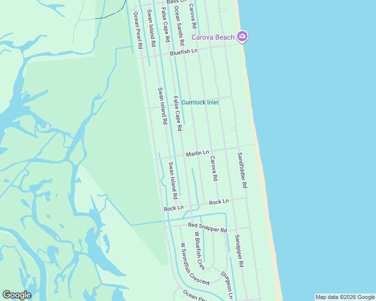 map of restaurants, bars, coffee shops, grocery stores, and more near 2325 False Cape Road in Corolla