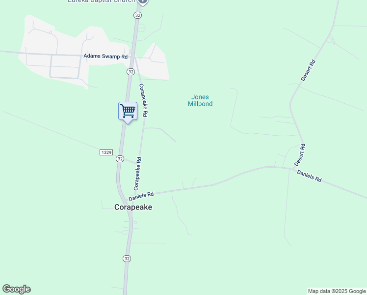 map of restaurants, bars, coffee shops, grocery stores, and more near 85 Corapeake Road in Corapeake