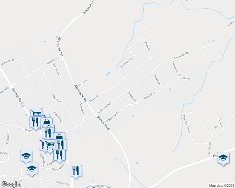 map of restaurants, bars, coffee shops, grocery stores, and more near 617 Coolidge Road in Lafayette