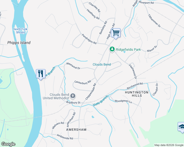 map of restaurants, bars, coffee shops, grocery stores, and more near 704 Ridgefields Road in Kingsport