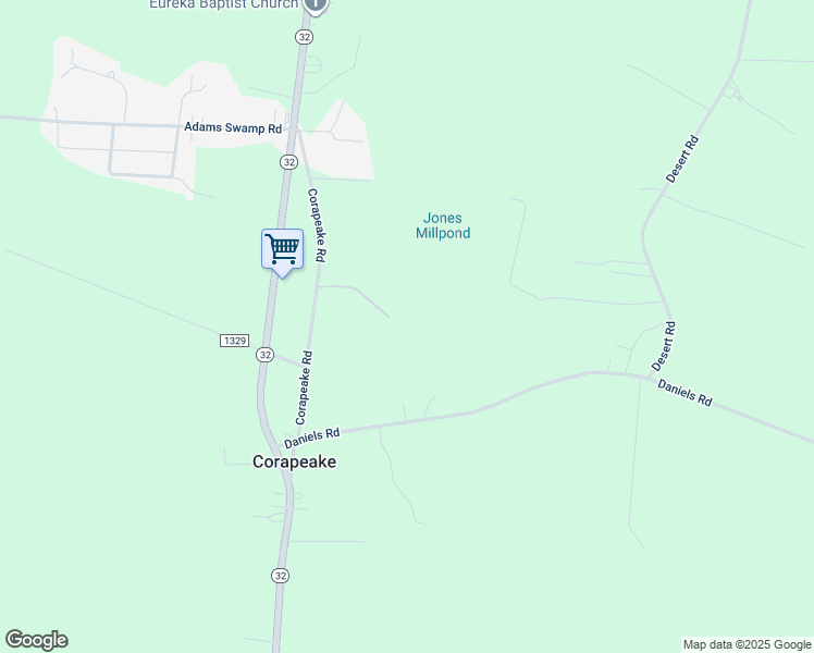 map of restaurants, bars, coffee shops, grocery stores, and more near 85 Corapeake Road in Corapeake