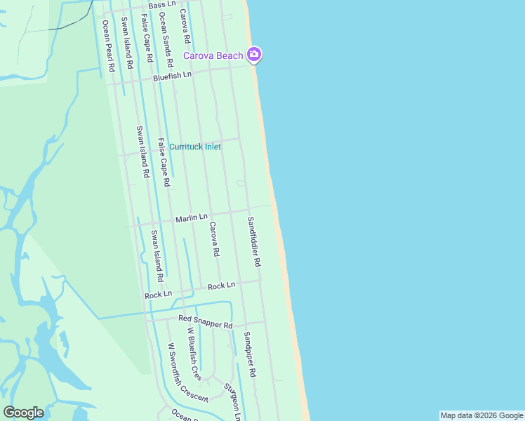 map of restaurants, bars, coffee shops, grocery stores, and more near 2325 Sandfiddler Rd in Corolla