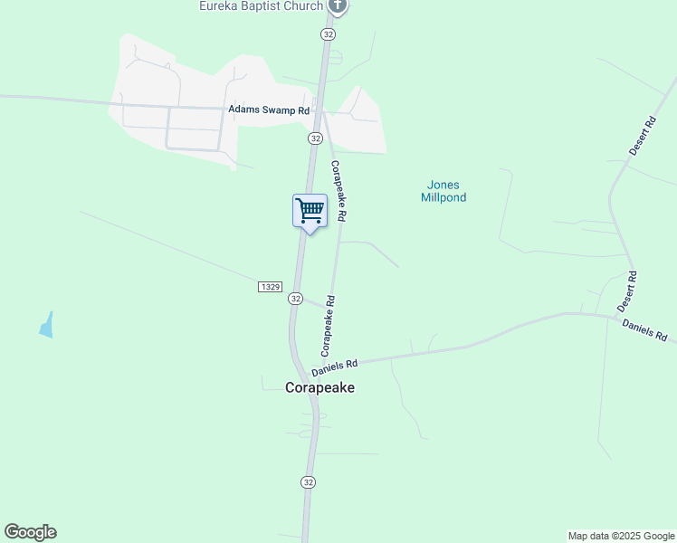 map of restaurants, bars, coffee shops, grocery stores, and more near 69 Corapeake Road in Corapeake