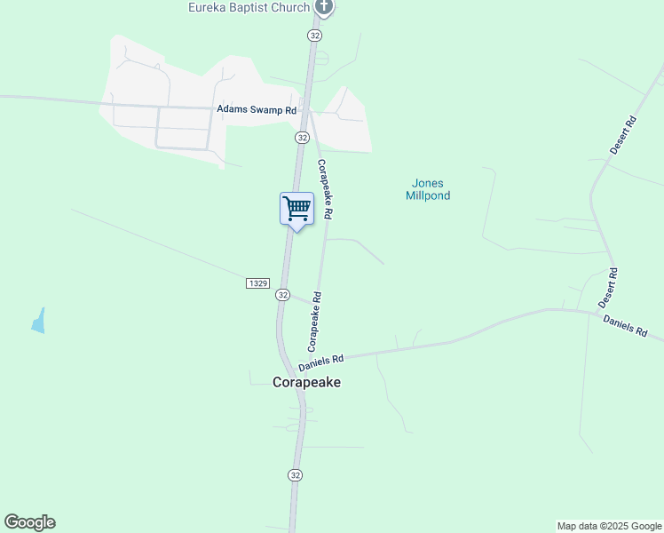 map of restaurants, bars, coffee shops, grocery stores, and more near 69 Corapeake Road in Corapeake