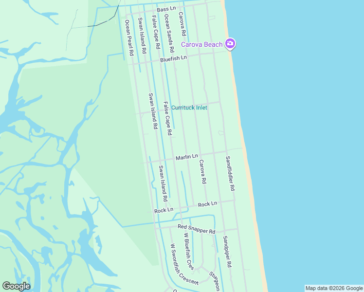 map of restaurants, bars, coffee shops, grocery stores, and more near 2325 False Cape Rd in Corolla