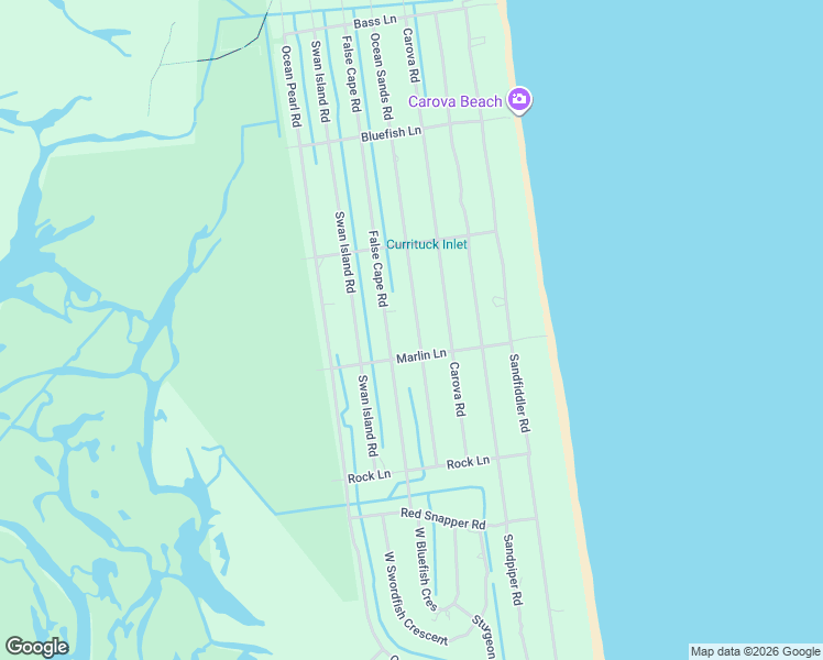 map of restaurants, bars, coffee shops, grocery stores, and more near 2325 False Cape Rd in Corolla