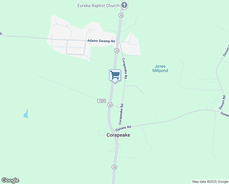 map of restaurants, bars, coffee shops, grocery stores, and more near 1469 North Carolina 32 in Corapeake