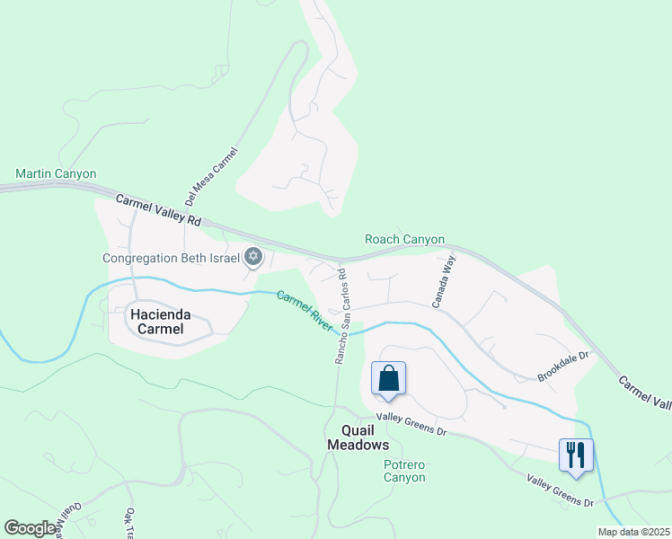 map of restaurants, bars, coffee shops, grocery stores, and more near 2 Rancho San Carlos Road in Carmel-by-the-Sea