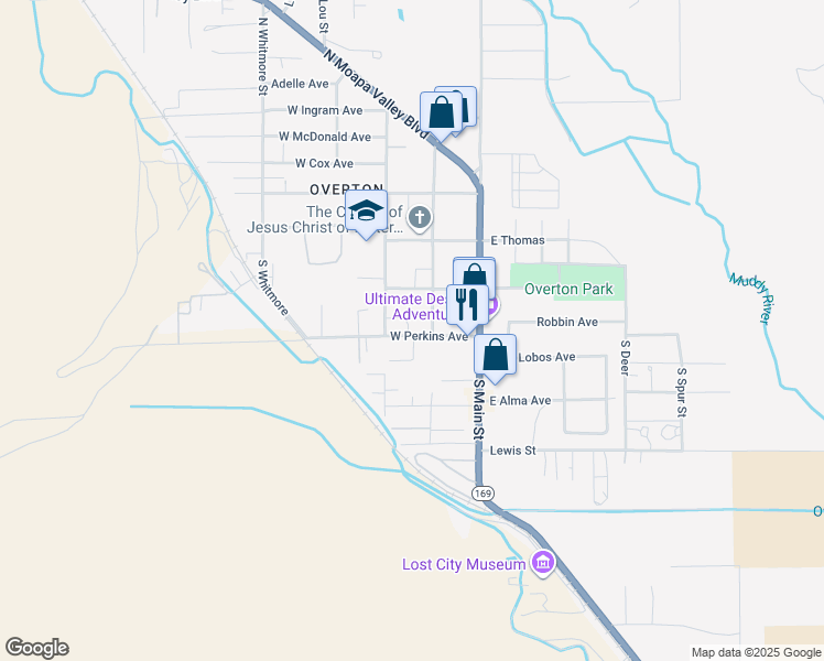 map of restaurants, bars, coffee shops, grocery stores, and more near 244 West Perkins Avenue in Moapa Valley