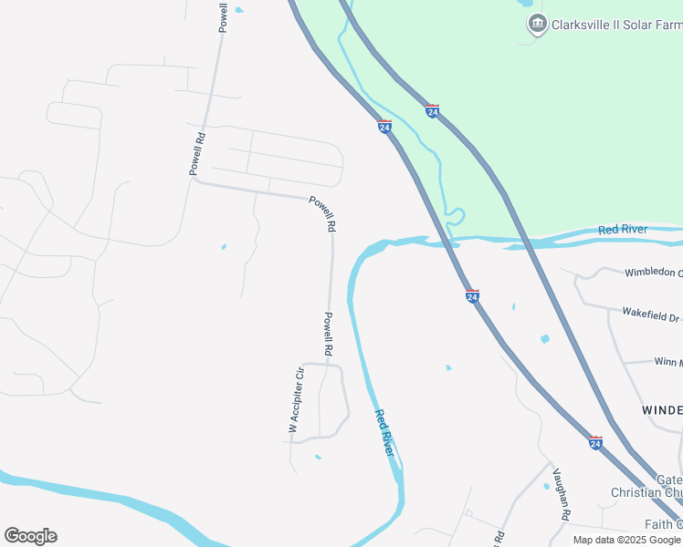 map of restaurants, bars, coffee shops, grocery stores, and more near 2122 Powell Road in Clarksville