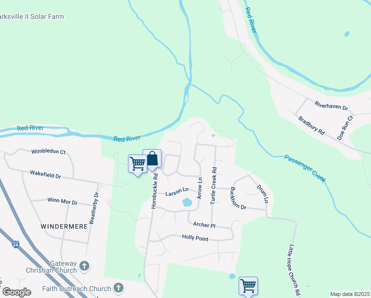 map of restaurants, bars, coffee shops, grocery stores, and more near 3129 Whitetail Drive in Clarksville
