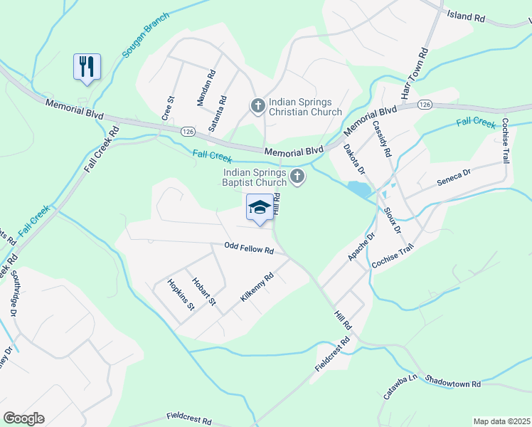 map of restaurants, bars, coffee shops, grocery stores, and more near 224 Hydaway Pl in Kingsport