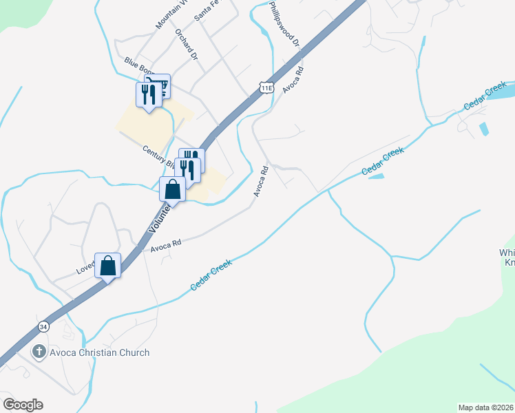 map of restaurants, bars, coffee shops, grocery stores, and more near 3208 Avoca Road in Bristol