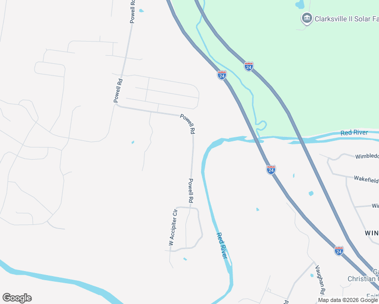 map of restaurants, bars, coffee shops, grocery stores, and more near 2118 Powell Road in Clarksville