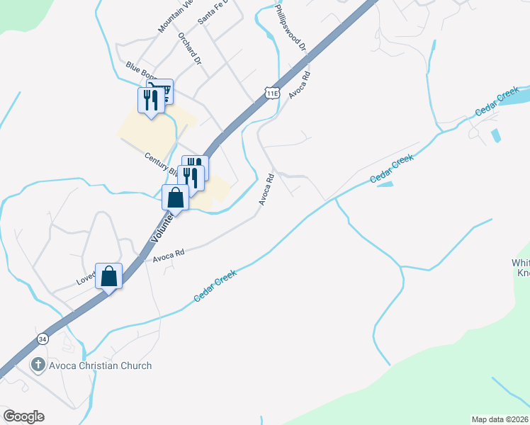 map of restaurants, bars, coffee shops, grocery stores, and more near 3208 Avoca Road in Bristol
