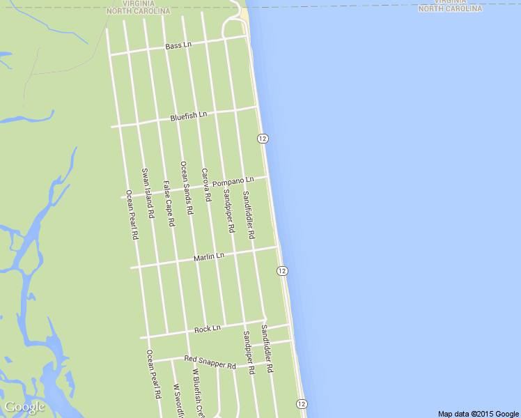 map of restaurants, bars, coffee shops, grocery stores, and more near 2341 Sandfiddler Road in Corolla