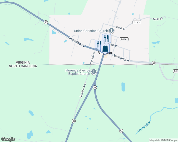 map of restaurants, bars, coffee shops, grocery stores, and more near Carolina Avenue in Oxford