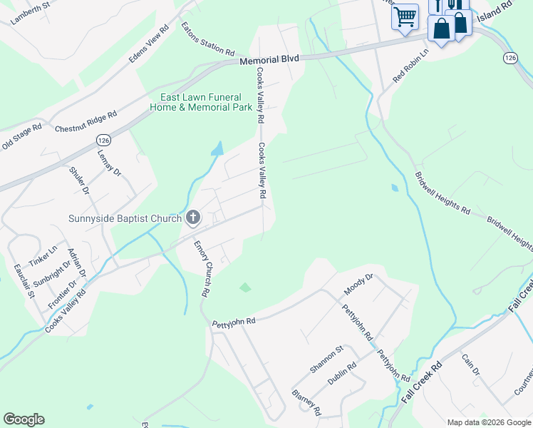 map of restaurants, bars, coffee shops, grocery stores, and more near 303 Cooks Valley Road in Kingsport