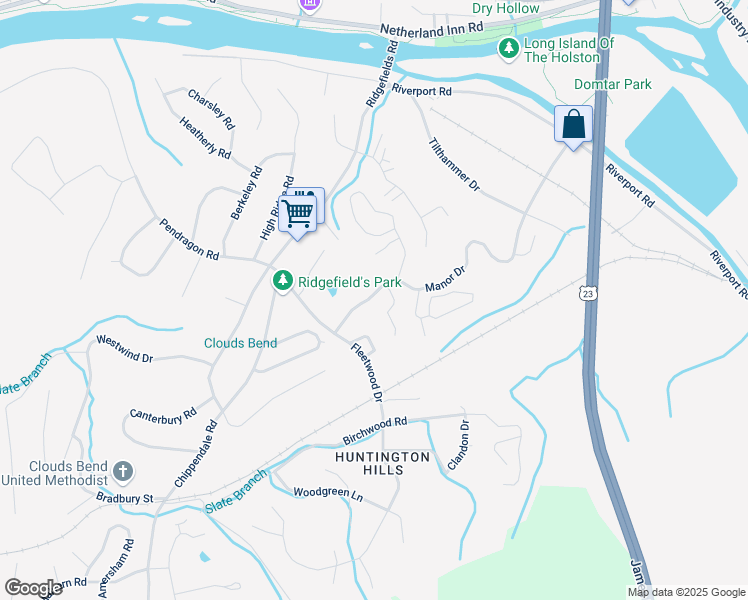 map of restaurants, bars, coffee shops, grocery stores, and more near 465 Manor Drive in Kingsport