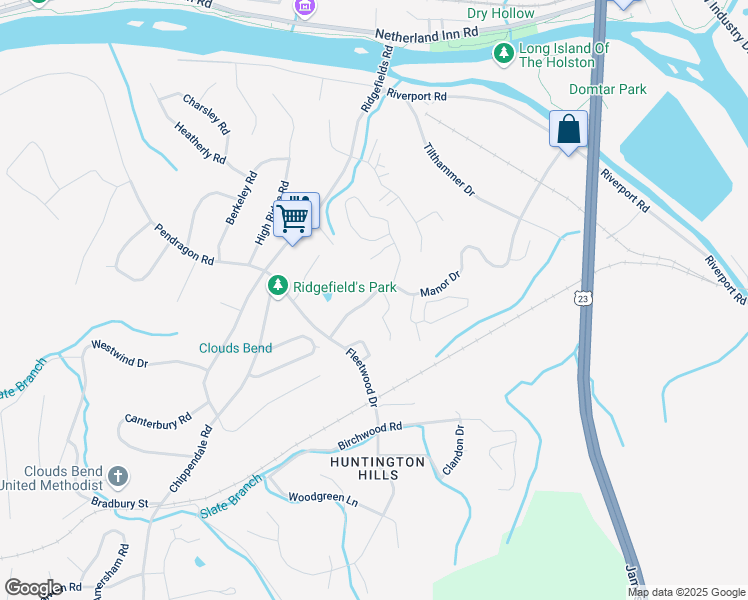map of restaurants, bars, coffee shops, grocery stores, and more near 465 Manor Drive in Kingsport