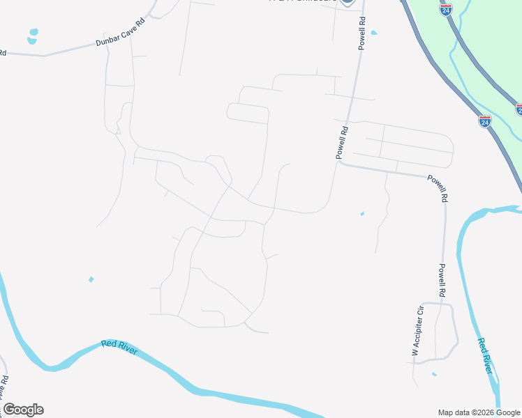 map of restaurants, bars, coffee shops, grocery stores, and more near Gentry Drive in Clarksville