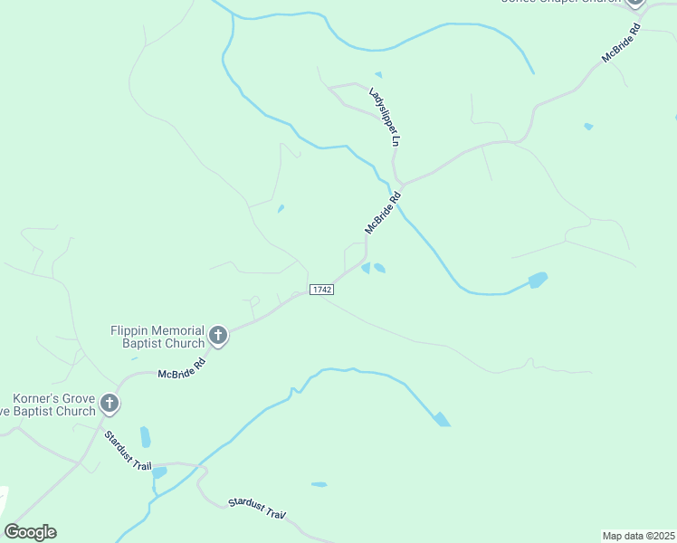 map of restaurants, bars, coffee shops, grocery stores, and more near 1539 McBride Road in Mount Airy