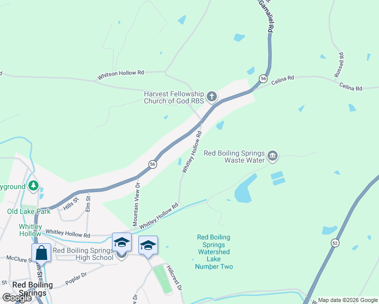 map of restaurants, bars, coffee shops, grocery stores, and more near 564 Whitley Hollow Road in Red Boiling Springs