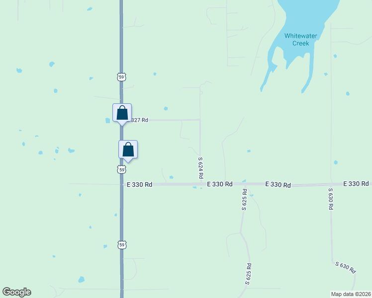 map of restaurants, bars, coffee shops, grocery stores, and more near 32901 South 624 Road in Grove