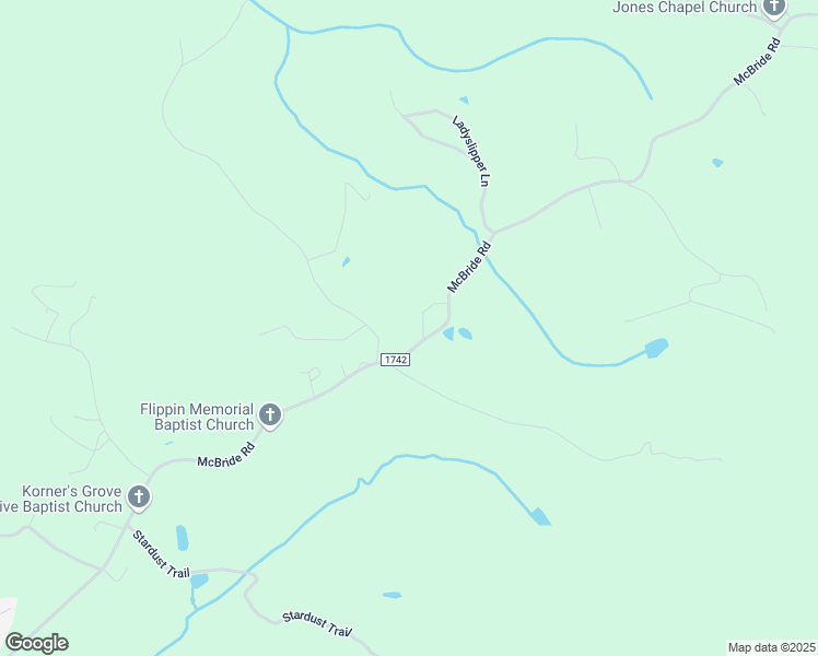 map of restaurants, bars, coffee shops, grocery stores, and more near 1539 McBride Road in Mount Airy