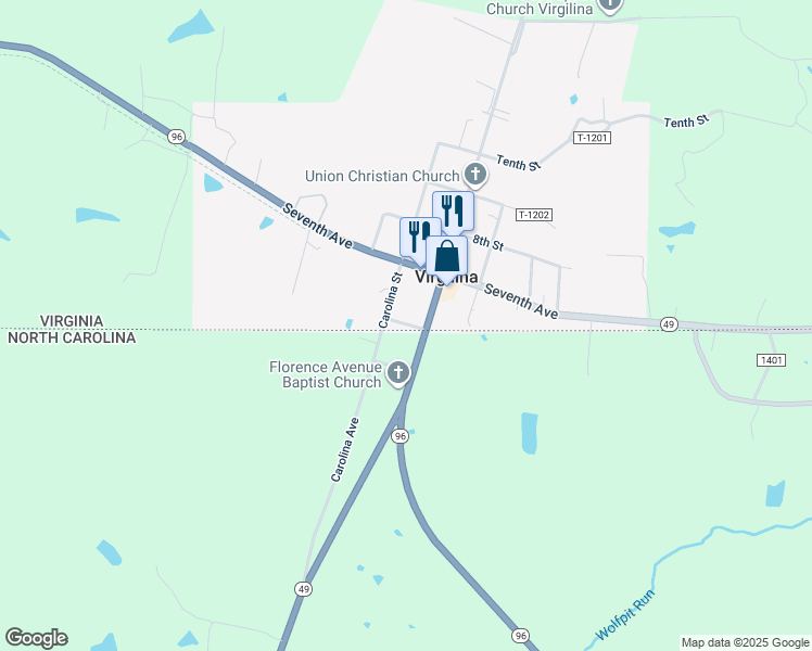 map of restaurants, bars, coffee shops, grocery stores, and more near 9626 Carolina Avenue in Oxford