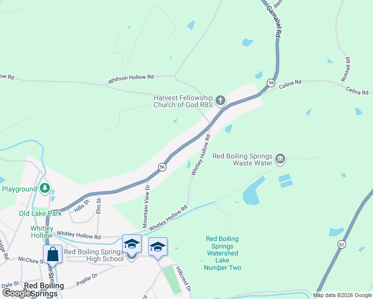 map of restaurants, bars, coffee shops, grocery stores, and more near 564 Whitley Hollow Road in Red Boiling Springs
