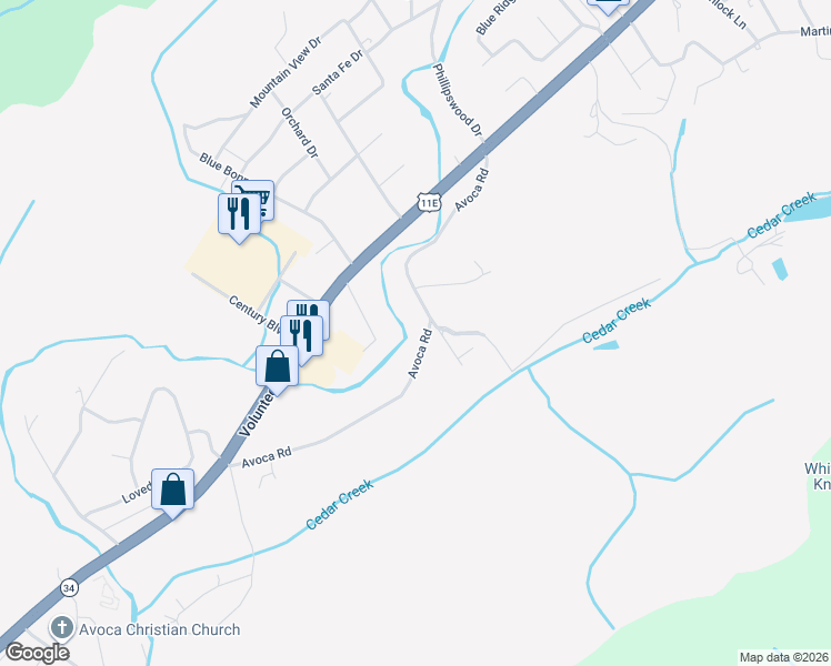 map of restaurants, bars, coffee shops, grocery stores, and more near 3224 Avoca Road in Bristol