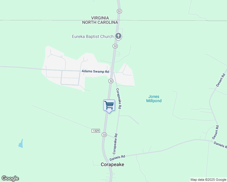 map of restaurants, bars, coffee shops, grocery stores, and more near 1519 North Carolina 32 in Corapeake