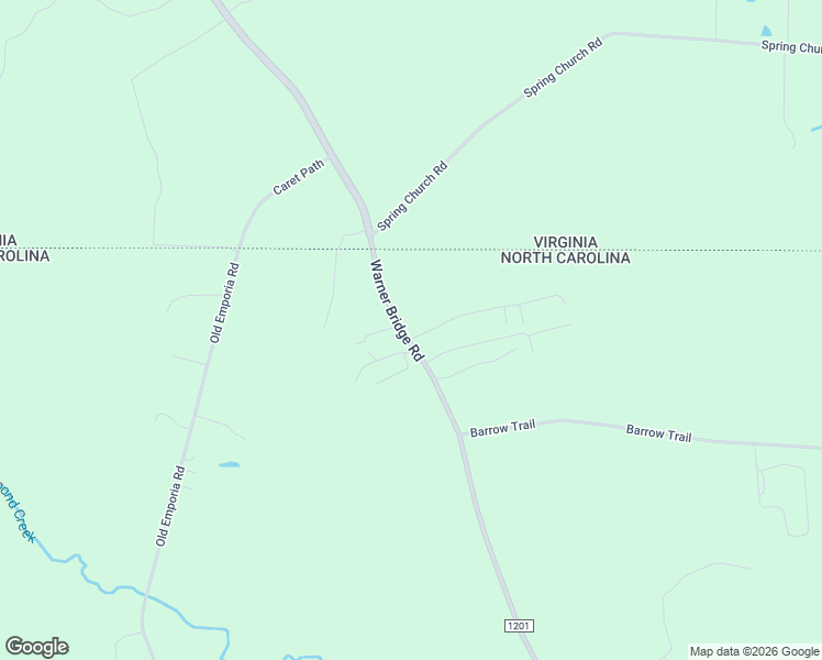 map of restaurants, bars, coffee shops, grocery stores, and more near 1320 Warner Bridge Road in Garysburg