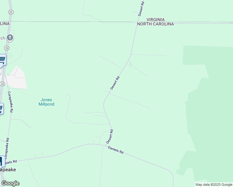 map of restaurants, bars, coffee shops, grocery stores, and more near 89 Desert Road in Corapeake