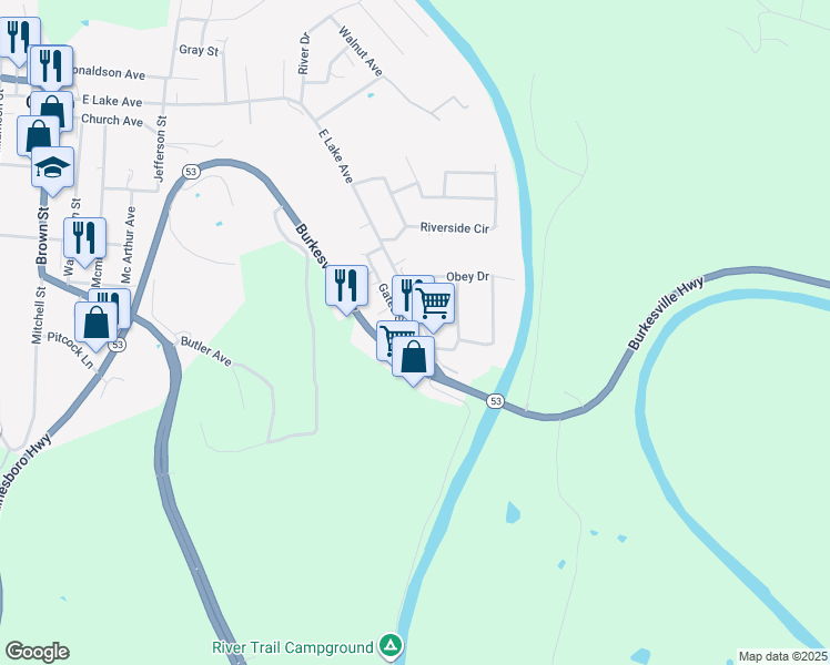 map of restaurants, bars, coffee shops, grocery stores, and more near 1012 East Lake Avenue in Celina