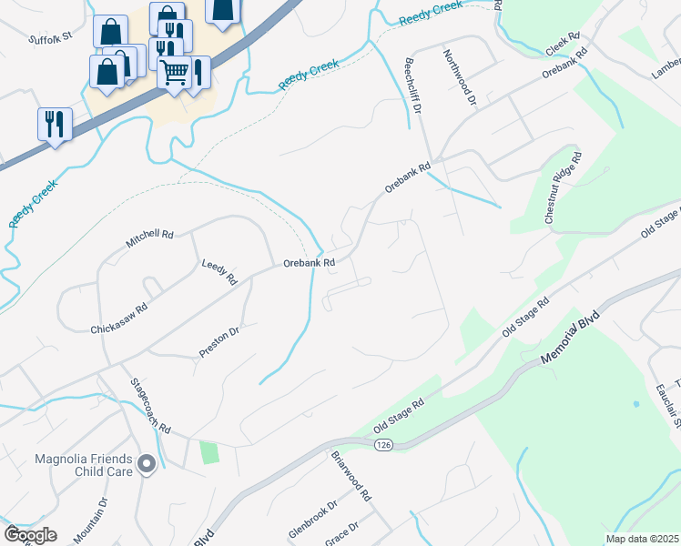 map of restaurants, bars, coffee shops, grocery stores, and more near 4817 Orebank Road in Kingsport