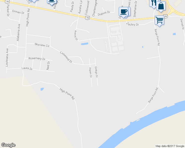 map of restaurants, bars, coffee shops, grocery stores, and more near 513 Aspen Drive in Clarksville