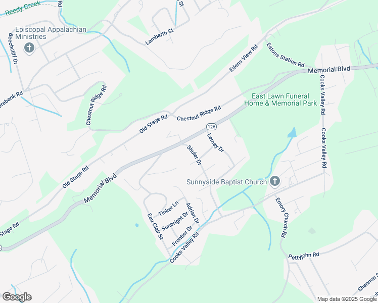 map of restaurants, bars, coffee shops, grocery stores, and more near 113 Shuler Drive in Kingsport