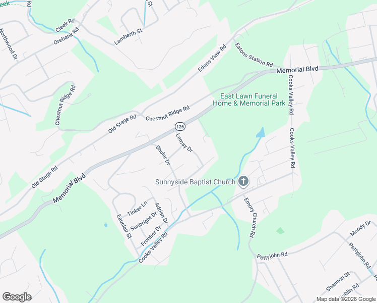 map of restaurants, bars, coffee shops, grocery stores, and more near 121 Lemay Drive in Kingsport