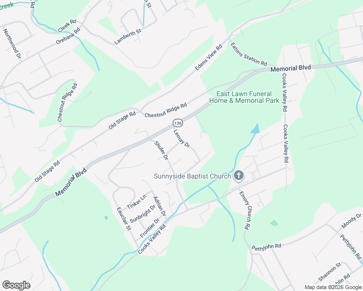 map of restaurants, bars, coffee shops, grocery stores, and more near 121 Lemay Drive in Kingsport