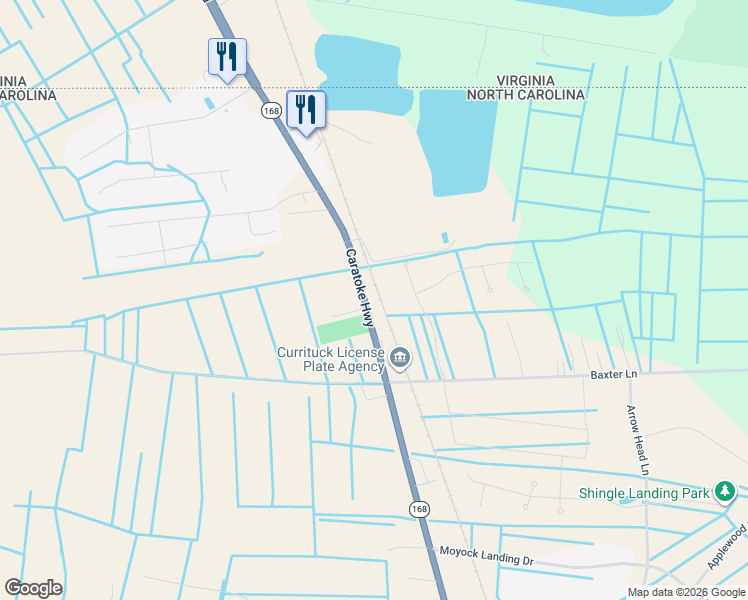 map of restaurants, bars, coffee shops, grocery stores, and more near 209 Caratoke Highway in Moyock